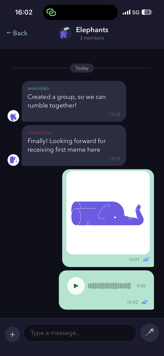 Group chat with media and voice messages