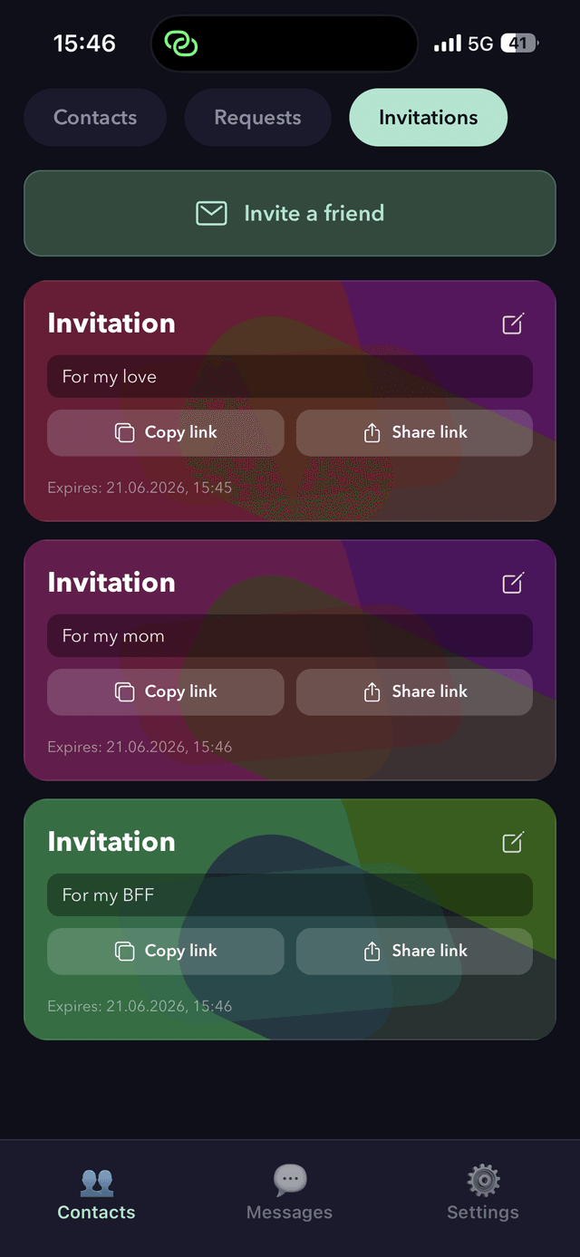 Invitation links management